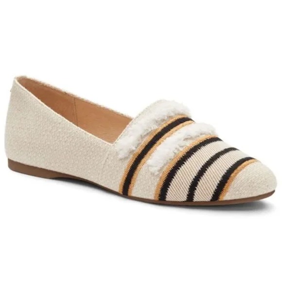 Birdies Shoes - Birdies The Starling Cream & Black Stripe Loafers Women's‎ Size 7